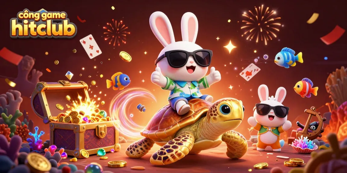 Experience thrilling wins at cổng game hitclub with the lucky rabbit and sea turtle in a vibrant underwater scene.